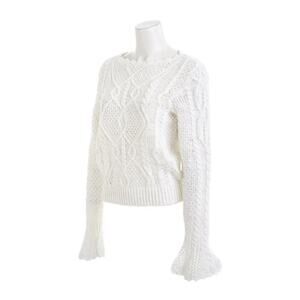 Polo Ralph Lauren Womens M Chunky Crochet Knit Sweater Cotton Linen Bell Sleeves